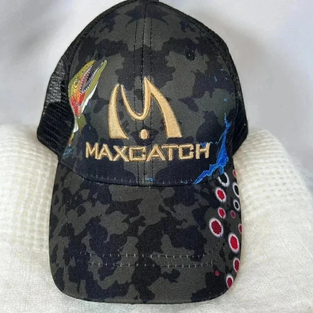 Maxcatch Snap Back Cap Trucker Hat Embroidered Salmon Camo Fishing
